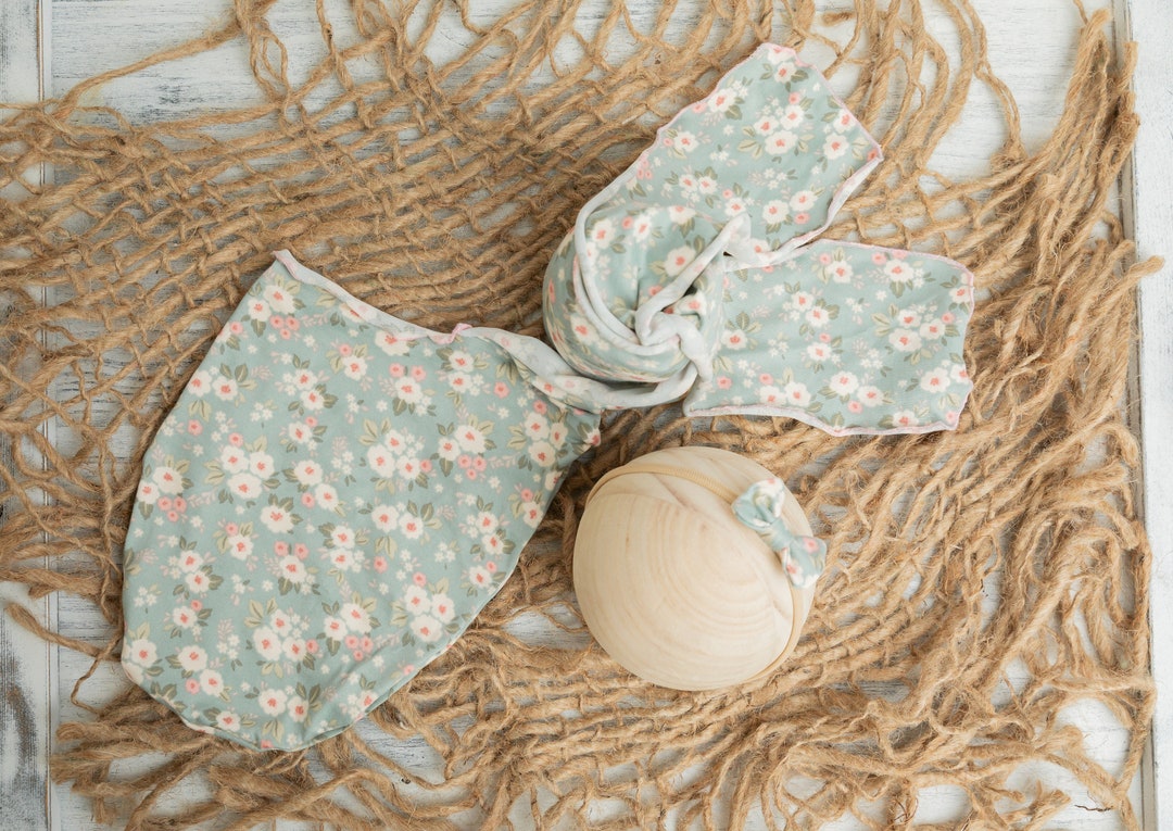 Sage + Pink Floral Newborn Sack Wrap With Split - Etsy