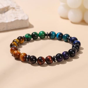 Bracelet 7 Chakras Protection - Pierre Naturelle - 6 / 8 mm - Qualité AAA