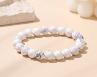 Bracelet Howlite Naturelle - 6 / 8 mm - Qualité AAA