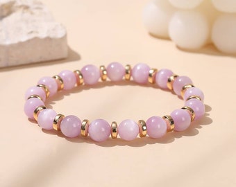 天然クンザイトのブレスレット、8 mm、品質 +++、半貴石 - Etsy 日本