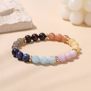 7 Chakra Harmony Bracelet - Natural Stone - 6/8 mm - AAA Quality