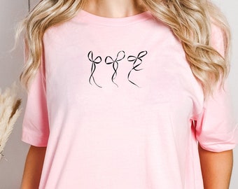 Coquette Shirt, Coquette Aesthetic, Coquette Clothing, Coquette Top, Bow Shirt, Pink Bows Shirt, Ribbon Shirt, Coquette Ribbon, Soft Girl