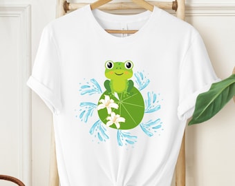 Frog Shirt, Cottage Core Shirt, Frog Lover Gift, Frog Tee, Goblincore T-Shirt, Cute Frog Tee, Nature Lover, Floral Frog Shirt, Animal Lover