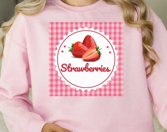 Strawberry Sweatshirt, Strawberry Crewneck, Strawberry Lover, Strawberry Top, Fruit Shirt, Strawberry Clothes, Strawberry Graphic, Fruit Tee