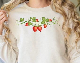 Strawberry Sweatshirt, Strawberry Crewneck, Fruit Sweatshirt, Botanical Sweatshirt, Strawberry Top, Strawberry Lover, Strawberry Gift
