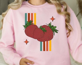 Strawberry Sweatshirt, Strawberry Crewneck, Fruit Sweatshirt, Cottage Core Sweatshirt, Strawberry Top, Strawberry Lover, Strawberry Gift