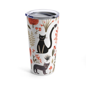 Cat Lover Tumbler Gift - Cat Mom Coffee Tumbler - 20oz Black Cat Tumbler - Cat Mom Gift - Crazy Cat Lady - Cat Coffee Mug