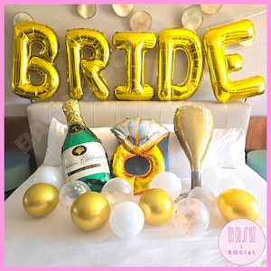 XL Gold BRIDE Balloon – 32&quot; Large Bride Balloon, Gold Bachelorette Party Decorations, Bridal Shower Decorations, Hen Party Bride Decor