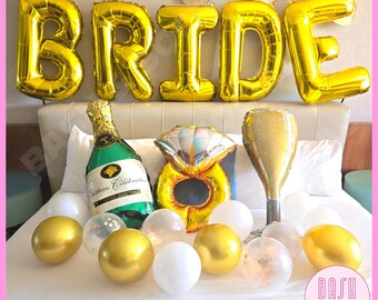 XL Gold BRIDE Balloon – 32" Large Bride Balloon, Gold Bachelorette Party Decorations, Bridal Shower Decorations, Hen Party Bride Decor