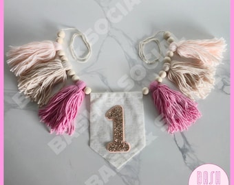 1st Birthday Pink High Chair Banner - First Birthday High Chair Banner, 1st Birthday Garland, First Birthday Garland, 1st Birthday Bunting