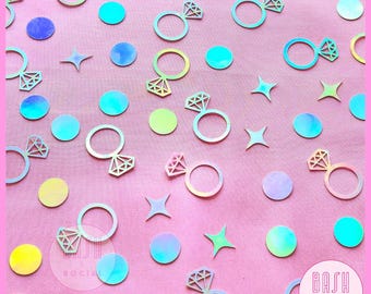Bachelorette Party Iridescent Confetti -  Wedding Ring Confetti, Diamond Ring Confetti, Bridal Shower Decoration, Engagement Party Confetti