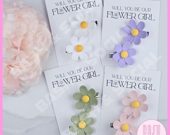 Flower Girl Proposal Daisy Hair Clips, Flower Girl Gift, To Have and To Hold Your Hair Back, Bridal Party Gift