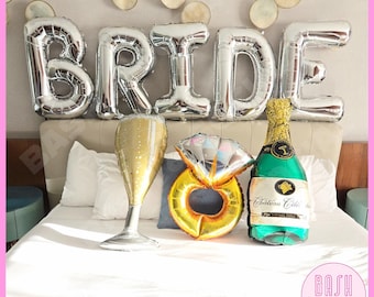 XL BRIDE BALLOON – 32" Large Bride Balloon, Silver Bachelorette Decor, Bachelorette Party Decorations, Bridal Shower Decorations, Hen Party