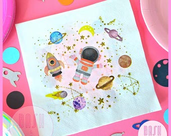 Space Astronaut Napkins - Space Confetti, Blast Off Birthday, Kids Space Party, 2 The Moon, Astronaut Adventure, Space Party, Two The Moon