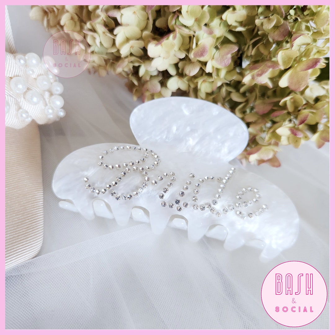 BRIDE Hair Claw Clip – Bridal Acrylic Hair Clip, White Bride  display picture 2