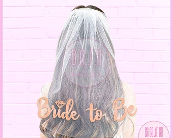 Bride to Be Bachelorette Veil -White Veil, Classic Bachelorette Veil, Wedding Accessories, Bride Veil, Bachelorette Accessories, Veil w Comb