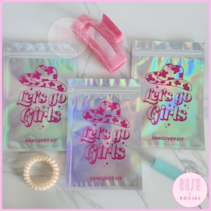 Let&#39;s Go Girls Hangover Recovery Kit Bags - Disco Cowgirl Bachelorette Hangover Kit, Disco Cowgirl Birthday Hangover Recovery Kit