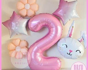 Bunny Birthday Balloon Decoration Set - Some Bunny Is Two, Some Bunny Is One, Easter Birthday, Bunny Party, Little Girl Birthday Party