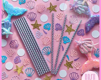 Mermaid Party Tableware - Mermaid Paper Straw, Seashell Table Confetti, Mermaid Birthday, Under The Sea, Little Mermaid Party, Dive Into 5