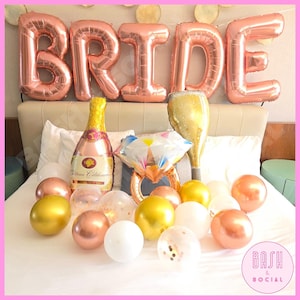 XL Rose Gold BRIDE Balloon – 32&quot; Large Bride Balloon, Rose Gold Bachelorette Party Decorations, Bridal Shower Decorations, Hen Party Decor