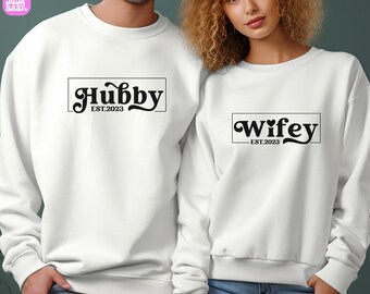 Wifey and Hubby Shirt, Wedding Party Shirt, Honeymoon Shirt, Wedding Shirt, Wife and Hubs Shirts, Just Married Shirts, Matching Couple Shirt