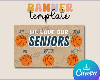 Senior Night Basketball Banner Template: Editable Canva Design (Digital Download)