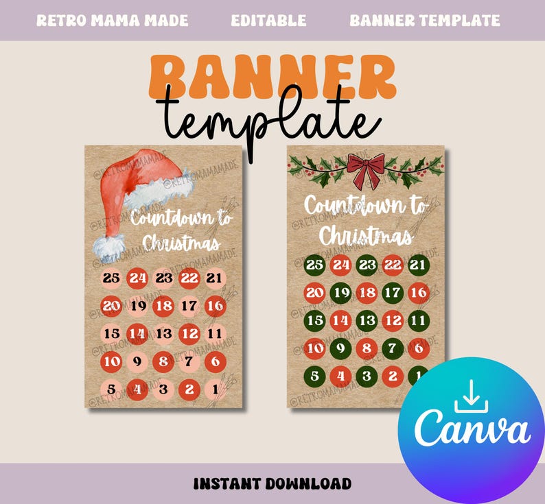 Until Banner Countdown to Christmas Painted Banner Template Bundle for Banner ...