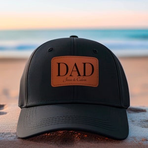 Regalo personalizado para el Día del Padre, Sombrero personalizado con nombre de niños para papá con parche de cuero, Sombrero de regalo para papá, Sombrero para el Día del Padre, Sombrero para papá y niños,