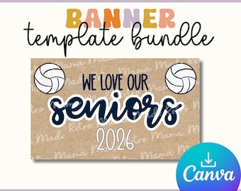 Senior Night Volleyball Banner Template: Editable Canva Design (Digital Download)
