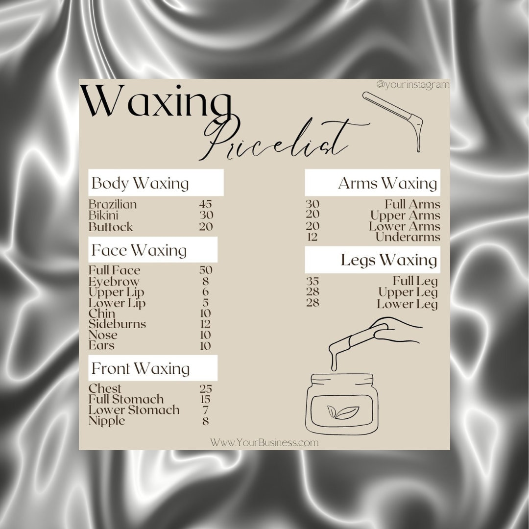 Esthetician Flyer, Waxing Price List, Waxing Template, DIY Editable