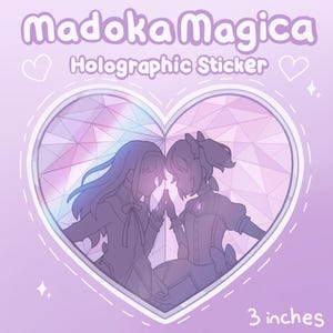 Sticker holographique Madoka Magica - Vitrail Madoka et Homura