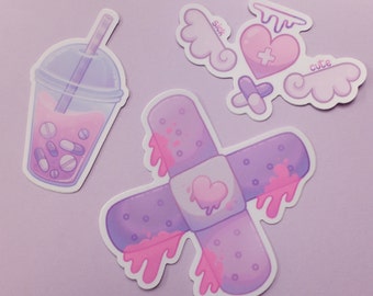 Yami Kawaii, Menhera Kei Sticker Set for Journals, Laptops
