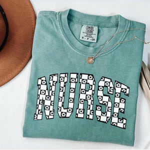 Comfort Colors Checkers Nurse Shirt: Retro RN Gift