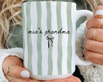 Personalized Grandma Mug, Custom Grandchild Name Coffee Cup, Pregnancy Announcement Gift