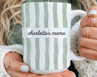 New Mom Mug: Custom Stripe Coffee Cup – First Time Mom Gift, New Parent Gift, Mother's Gift, Future Mom Gift, New Baby Gift for Mom