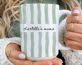 New Mom Mug: Custom Stripe Coffee Cup – First Time Mom Gift, New Parent Gift, Mother's Gift, Future Mom Gift, New Baby Gift for Mom