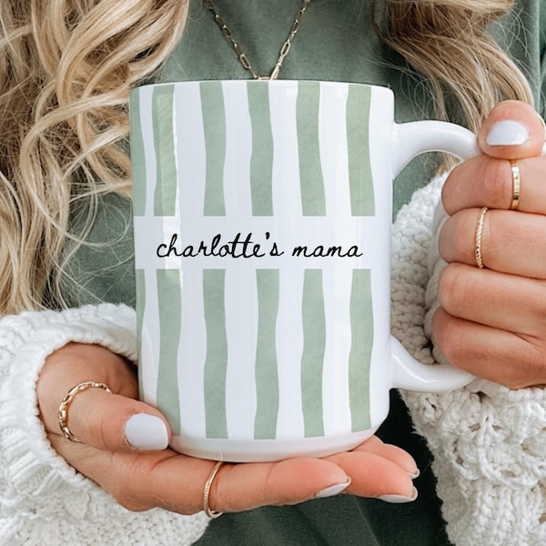New Mom Mug: Custom Stripe Coffee Cup – First Time Mom Gift, New Parent Gift, Mother's Gift, Future Mom Gift, New Baby Gift for Mom