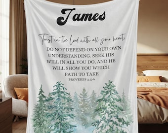 Personalized Bible Verse Blanket For Him / Her, Christian Throw With Name, Faith Based Encouragement Gift, Religious Fleece Blanket