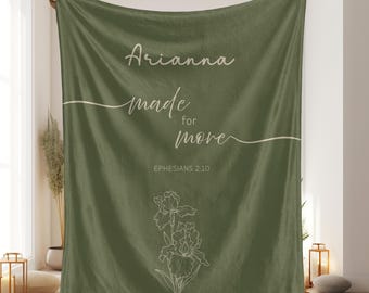 Personalized Bible Verse Blanket, Floral Christian Gift for Her