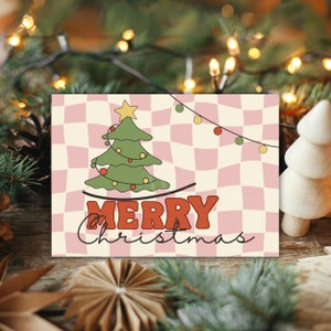 Vrolijke retro kerstkaarten, afdrukbare kerstwensen voor tandartsen, tandartscadeau, CH2, lastminutekaart