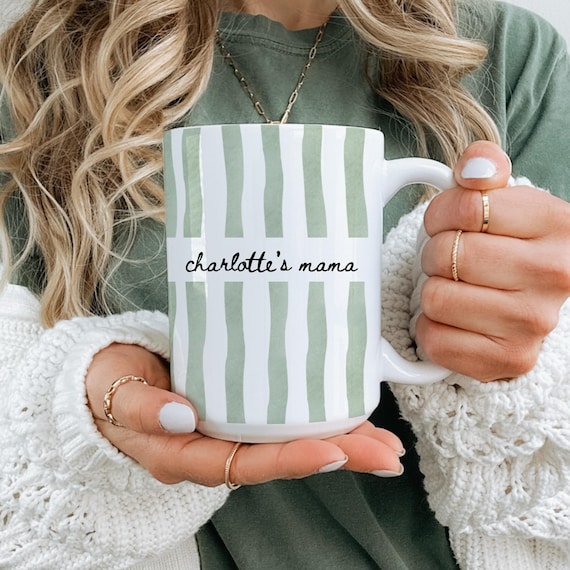 New Mom Mug: Custom Stripe Coffee Cup – First Time Mom Gift, New Parent Gift, Mother's Gift, Future Mom Gift, New Baby Gift for Mom