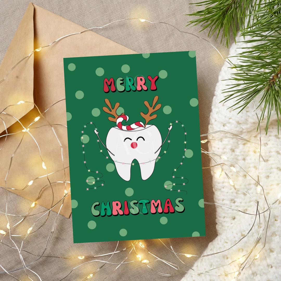 Dentist Christmas Card, Cheerful Dentist Christmas Cards, Printable
