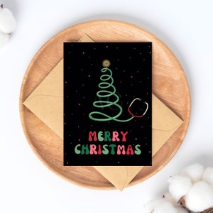 Tarjeta de Navidad para médicos, Tarjeta de Navidad de agradecimiento al personal médico, Tarjeta de Navidad para médicos imprimible, Tarjeta de felicitación para el sector sanitario