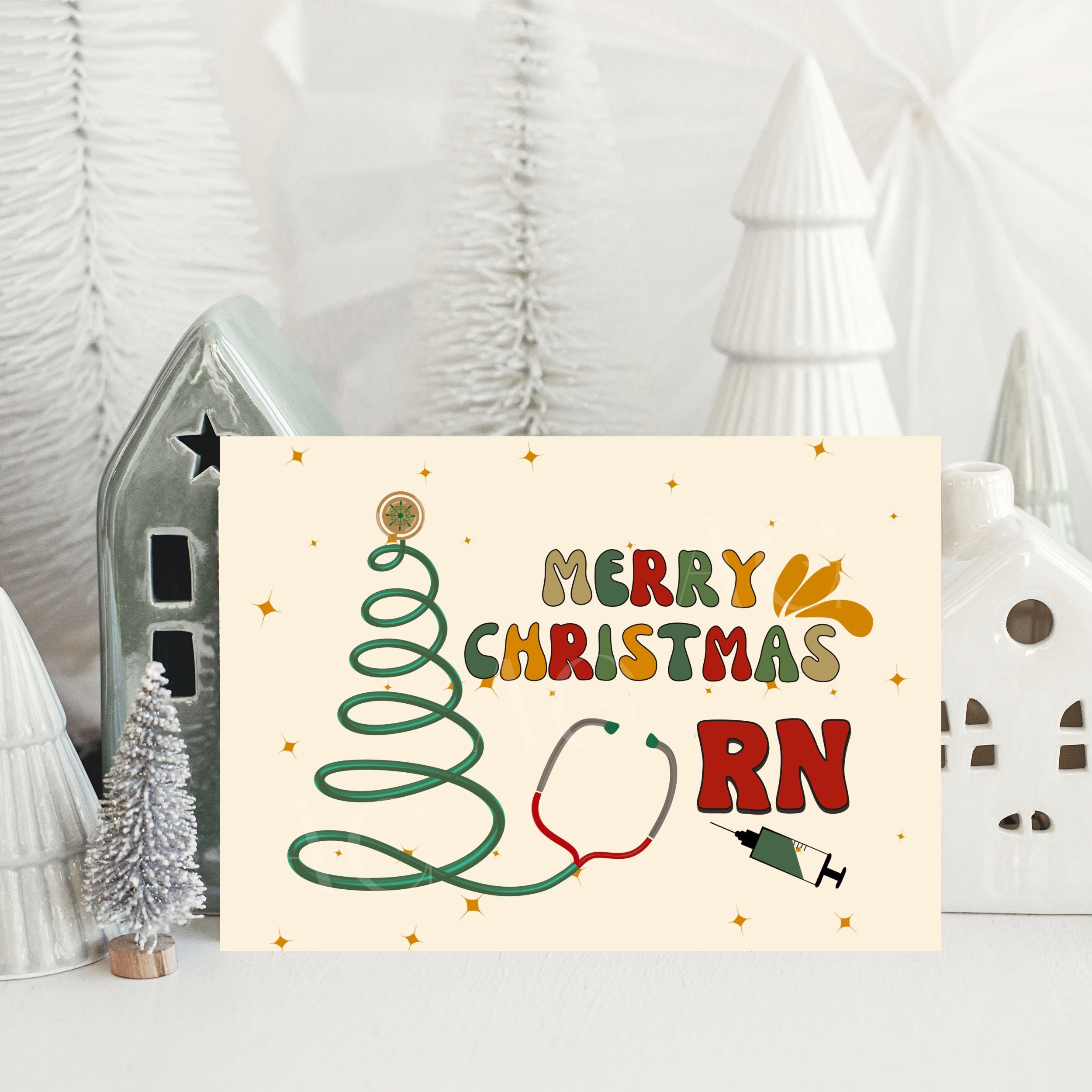 Printable Nurse Christmas Card Doctor Christmas Card Holiday Etsy