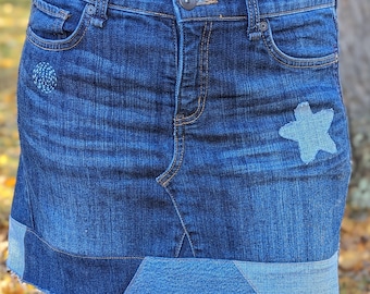 Denim Mini Skirt with stars