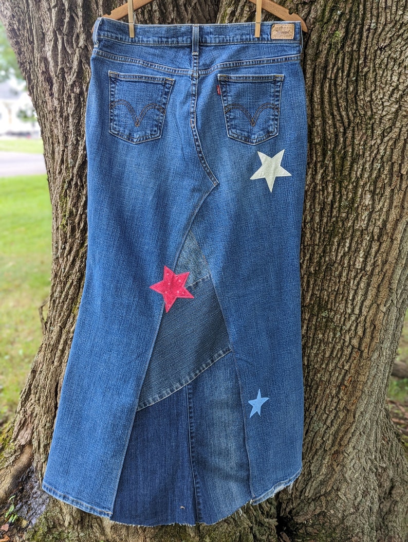 Star Denim Maxi Skirt (S-M)