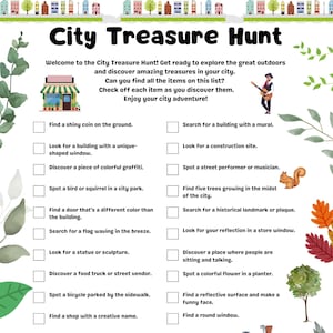 City Treasure Hunt, Scavenger Hunt, City Adventure, kids activity, family adventure, ages 5-15, instant download