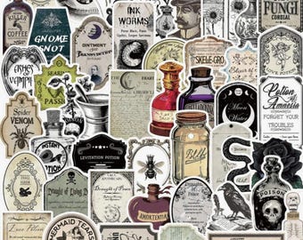 Vintage Magic Potion Sticker Pack – 50 Witchy Apothecary Stickers