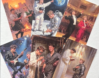 20 Queer Romance Postcards – Vintage Gay Male Art Cards, LGBTQ Love, Dark Academia & Romantic Illustrated Postcard Set
