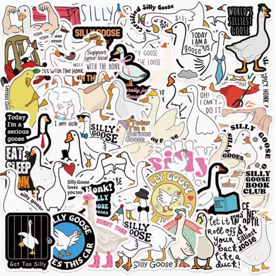 Funny Goose Sticker Pack – Silly Goose Meme Stickers, Cute Animal Humour for Laptop, Water Bottle, Planner & Journal Decor